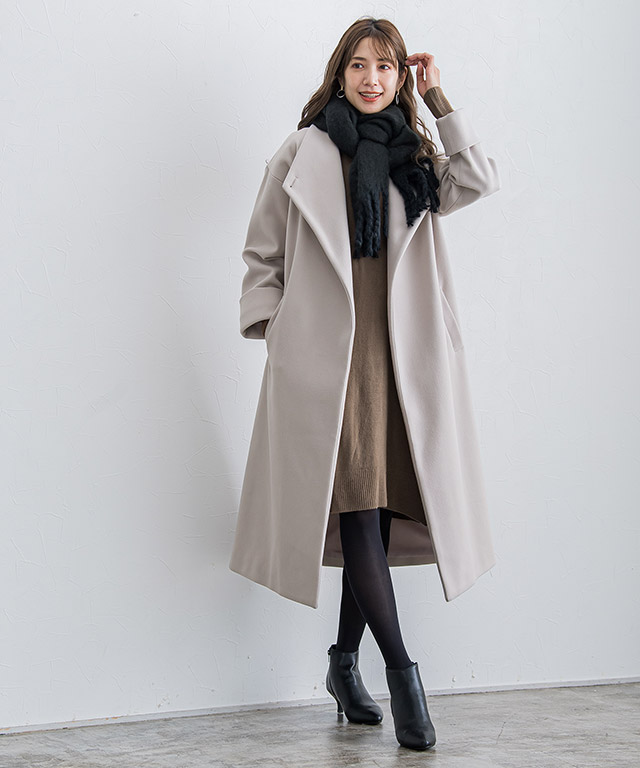 シックエレガントショールロングコート