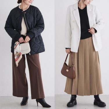 ミントグリーンカーデ×白パンツ。淡色でまとめた大人フェミニン